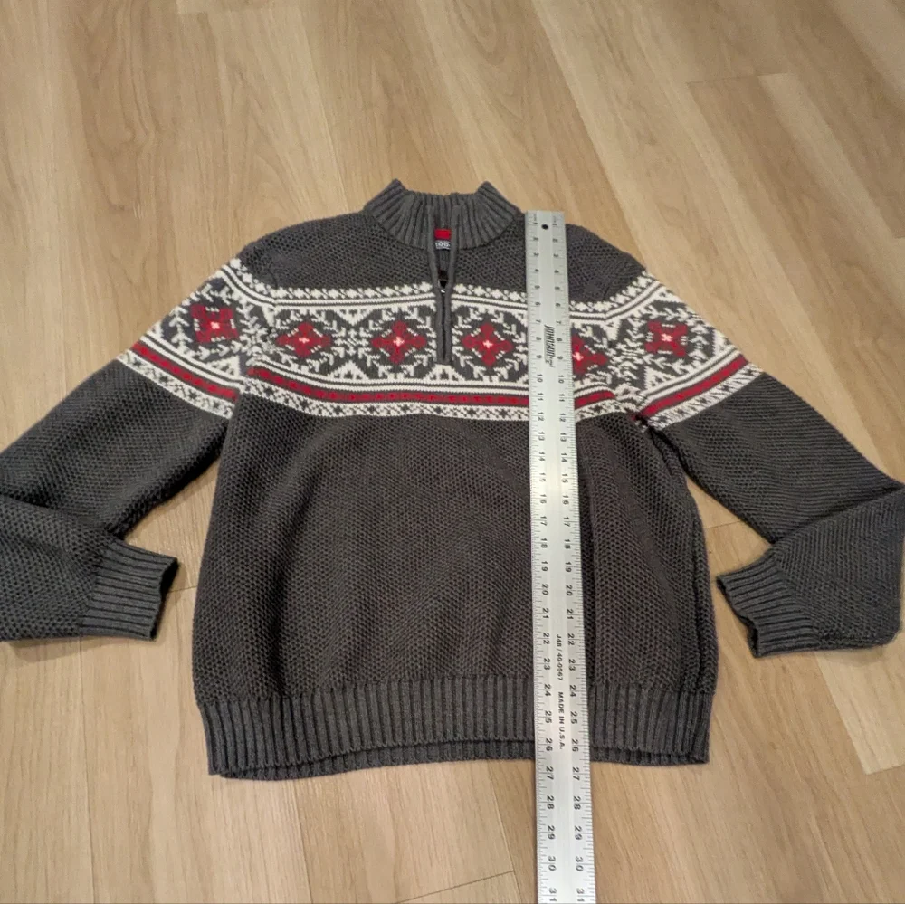 Izod Quarter Zip Grey Sweater Pullover Size L
